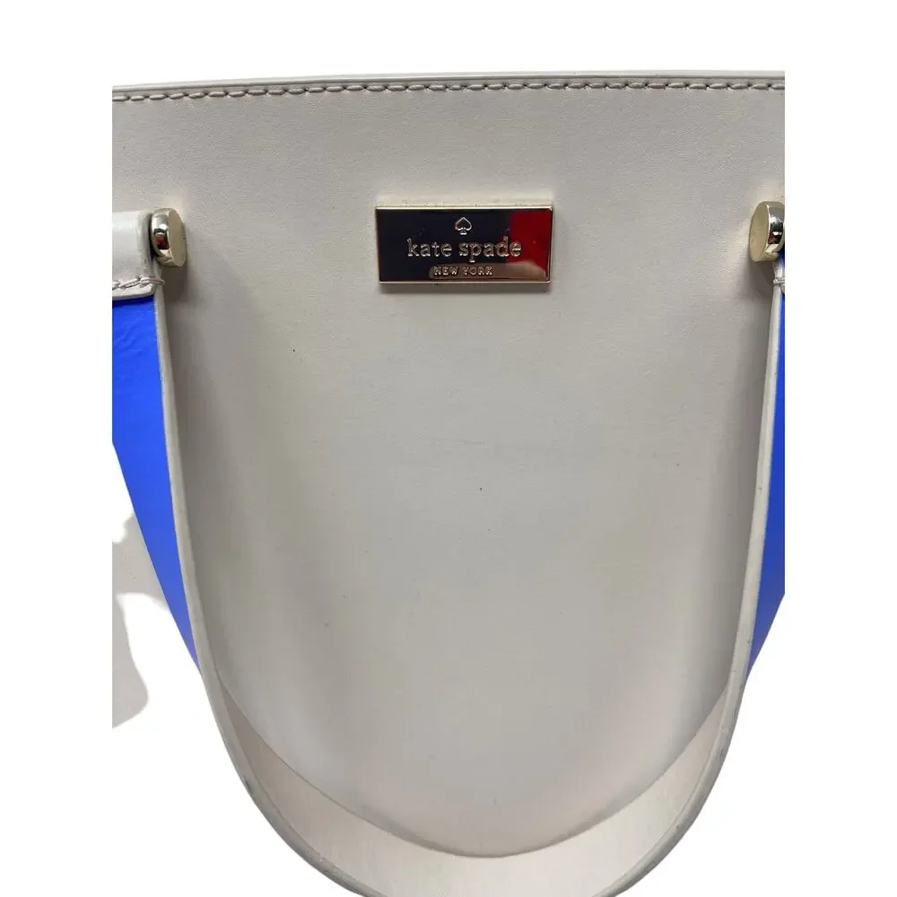 Kate Spade Arbour Hill Kyra Tote Bag Pumice & Adventure Blue Leather Shoulder